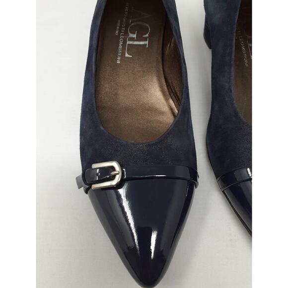 AGL Atillio Giusti Leombruni Pointy Toe Pump Navy size 41.5 Shoes Career - Picture 2 of 14